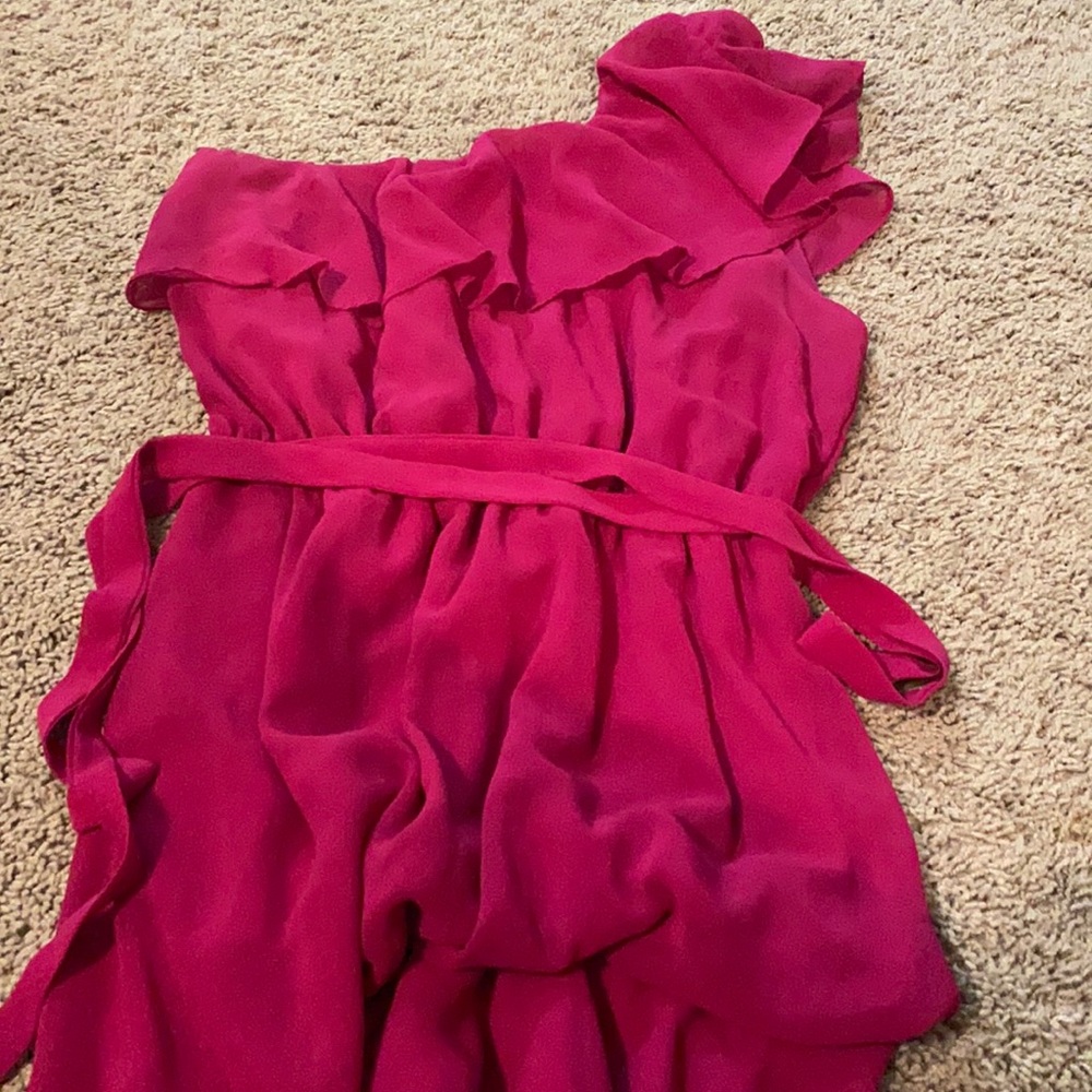 One shoulder pink maxi
